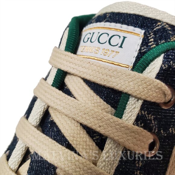 GUCCI MENS SNEAKERS TENNIS 1977 GG SUPREME BLUE DENIM SHOES sz 12.5 13 US - Picture 13 of 15
